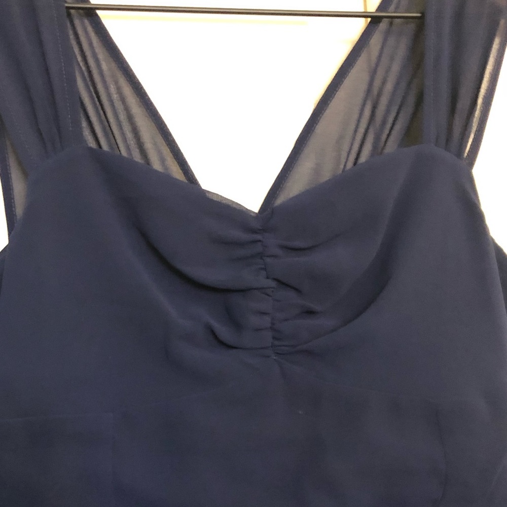 Indigo mini dress with a ruched bust